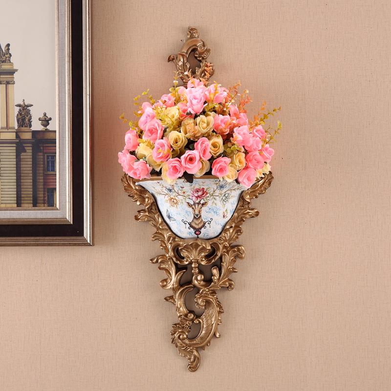European Wall-Mounted Vase: Creative Resin Ornament for Retro Home Decor