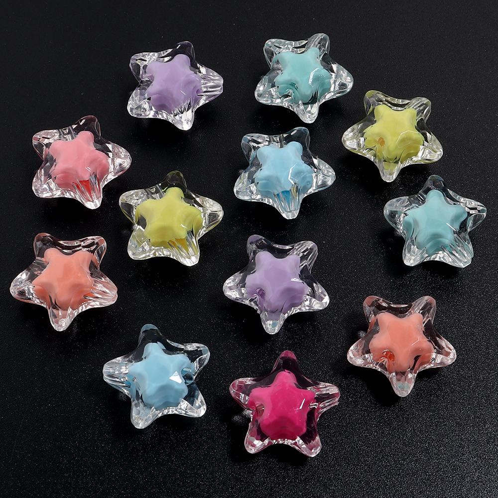 30/50pcs Star Acrylic Beads Candy Color Loose Spacer Beads For Jewelry Making DIY Bracelets Necklace Phone Key Chain Accessories