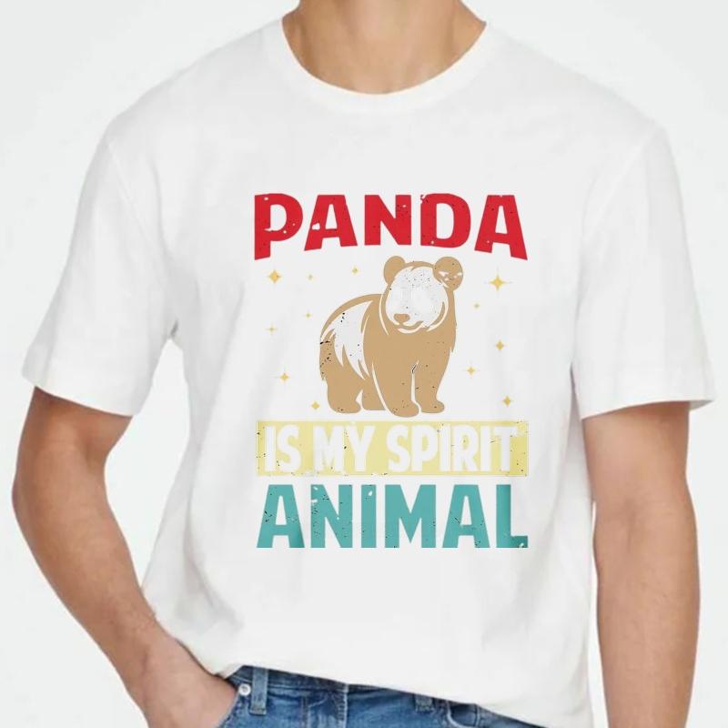 Men cotton tshirt Graphic summer Men t shirt Panda Is My Spirit Animal Short Sleeve Adult Oneck tops Brand t shirt for man