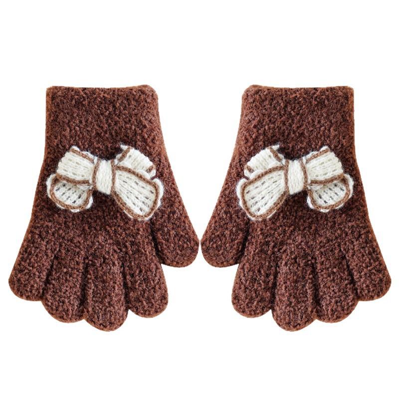 Bow Children's Gloves Sweet Koran Knit Winter Gloves for Girls Warm Cold-Proof Mittens with Fashion Design Cute Kids Wear