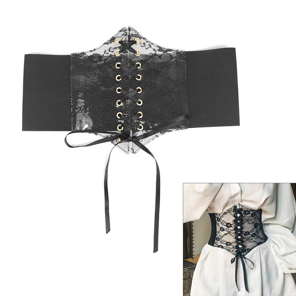 Corset Belt Waistband for Women Elastic Costume Waist Belt Sexy Lace Up Women Underbust Lace Up Tops