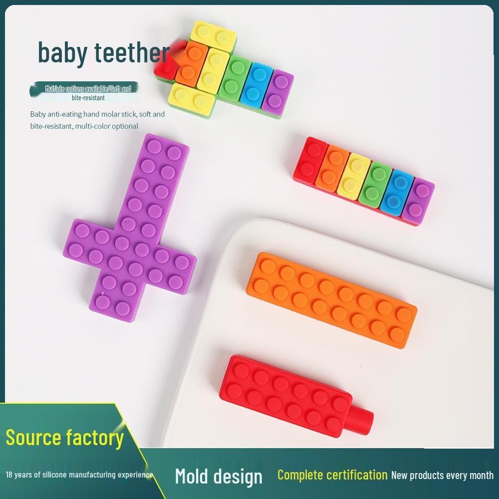 Baby Silikon Beißring: Regenbogen-Bausteine & Kauspielanhänger
