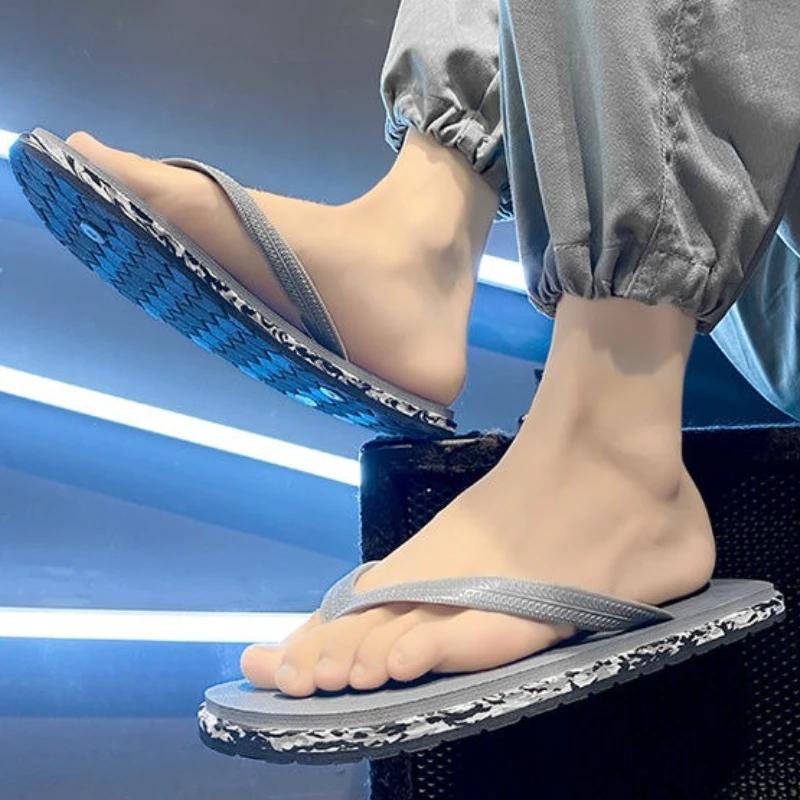 Shiatsu Slippers for Men Outdoor Flip Flops Shoes Beach Y2k Eva Designer Luxury Trend 2025 Casual Low Price Rubber Sandals Man