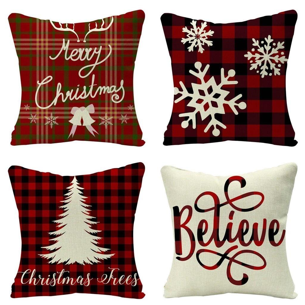 Festive Christmas Cushion Cover Featuring Adorable Reindeer And Snowflakes Design