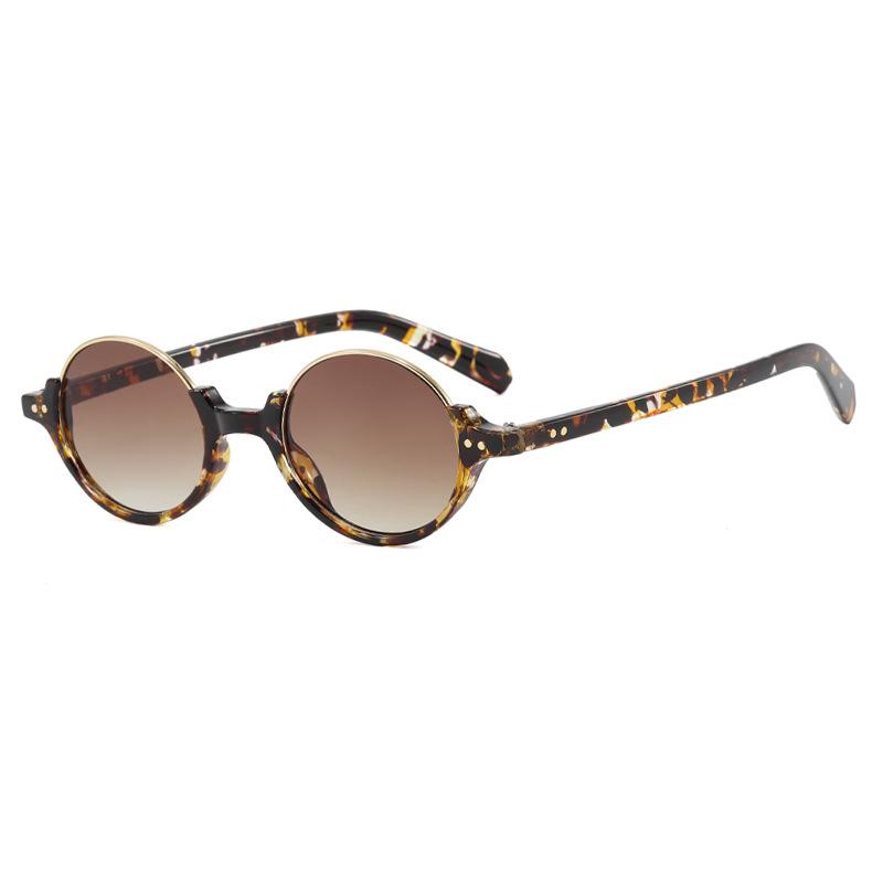Half-frame round rice nail sunglasses, new trendy sunshades, sunglasses, UV-proof sunglasses