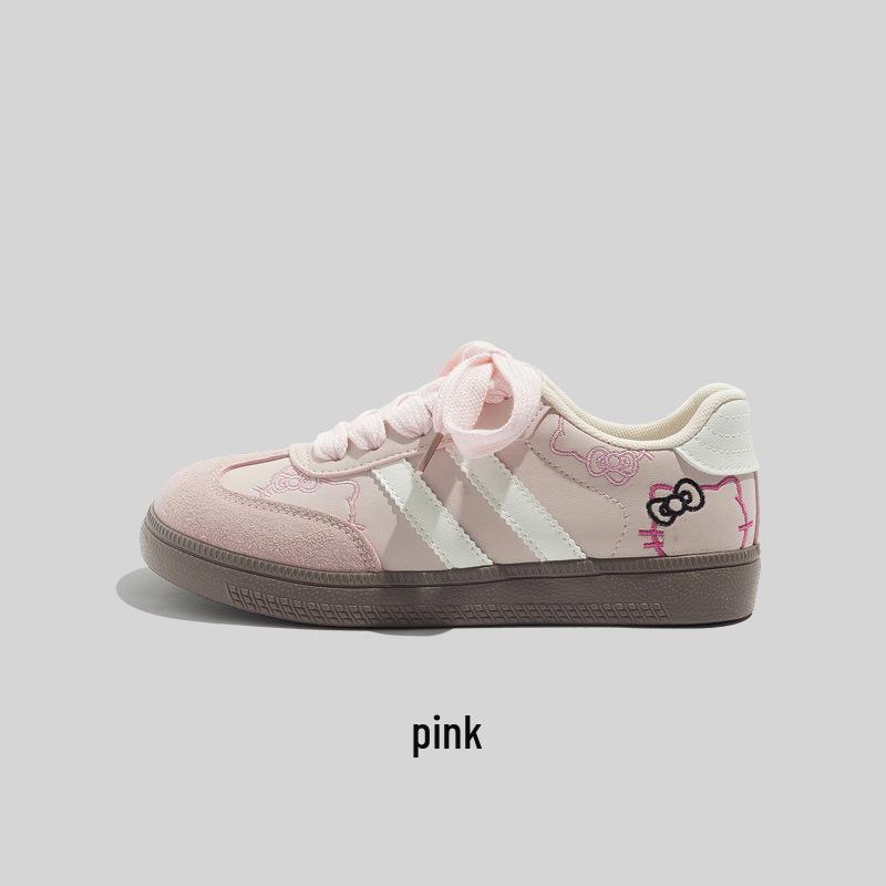 Women's Pink Retro Canvas Training Shoes - Spring/Autumn Trendy Style with Thick Sole and Comfortable Design, 2025 Collection