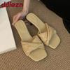 Mode Neu 2025 Mode Niedriger Absatz Damen Hausschuhe Sandalen Schuhe Damen Eckige Zehenpartie Schuhe Flache Damen Hausschuhe Pantoletten Schuhe