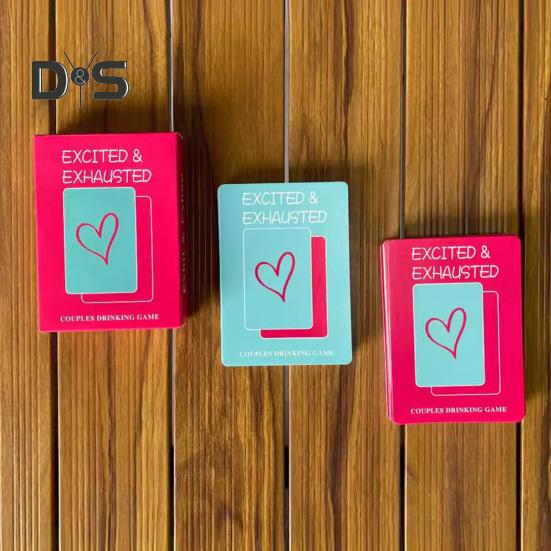 Excited Exhausted Game of Poker Romantic Date Night Ideas Couples Drinking Game 2 Players Adult Party Card Game for Couples