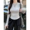 Slim-fit Short Bottom Long-sleeved Shirt for Women, Sexy Body Long-sleeved Bottom Top for Women