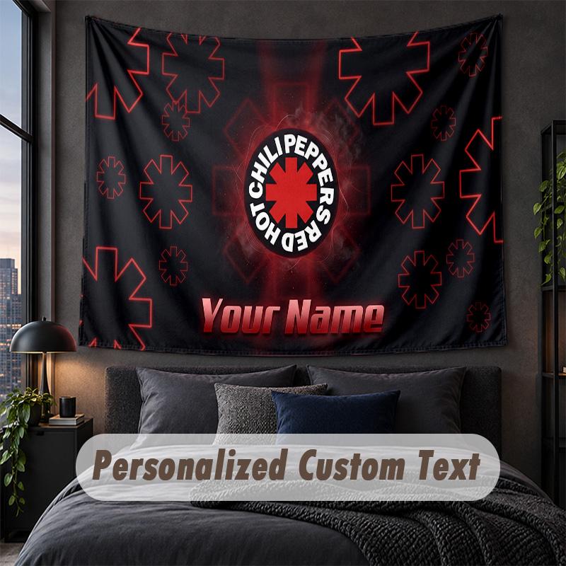 Custom Name Text Tapestry,Red Hot Chili Peppers Decorative Wall Hanging, Background Tapestry For Home Bedroom