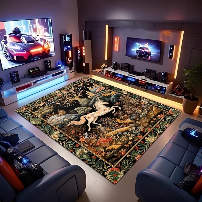 Enchanted Forest and Mythical Creature Indoor Outdoor Living Room Bedroom Kitchen Bathroom Floral and Animal Carpet Chair Mat