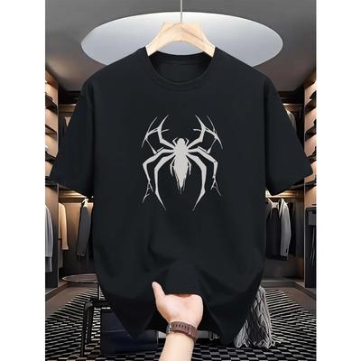 European Size Men's Halloween Spider Web Graphic Tee Casual & Comfortable Short Sleeve T-Shirt for Summer, Breathabl Men's T-shirts