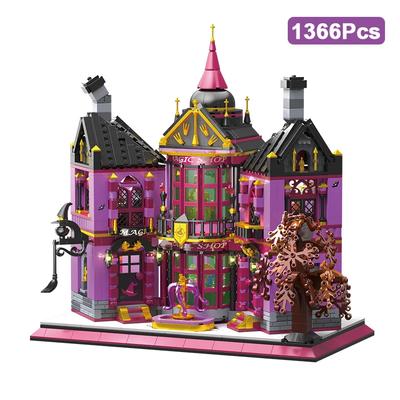1366KS Dům čarodějnice Kouzelnický bar Magický obchod Mikro model Stavební blok Pohled na ulici Sestavení obchodu Mini cihličky Hračky pro děti Bez krabice