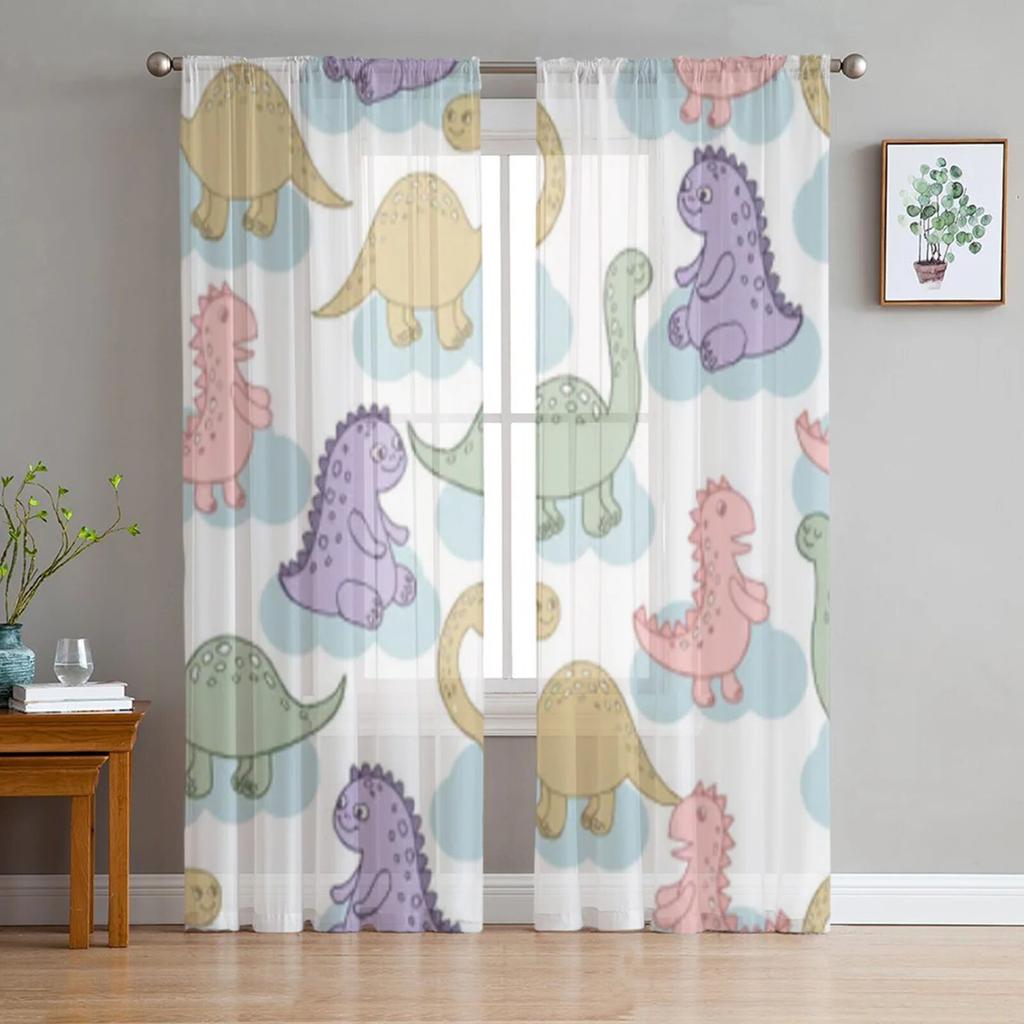 Cartoon Cute Unicorn Tulle Sheer Window Curtains For Living Room The Bedroom Modern Chiffon Voile Curtains Fabric Drapes
