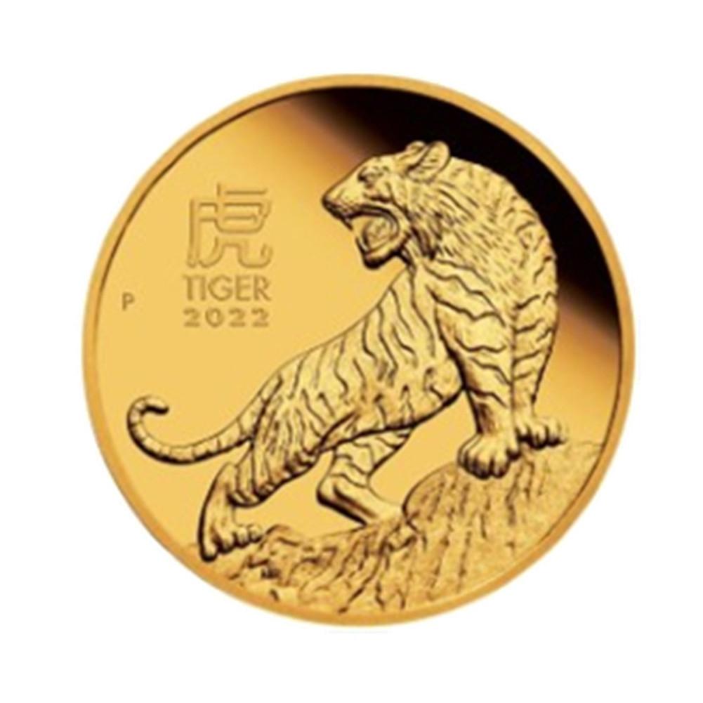 Metal 2022 Año Animal del Zodiaco Conmemorativo Moneda Tallados Finos Textura Clara Portátil Multiusos Artesanía Conmemorativa Decoración del Hogar