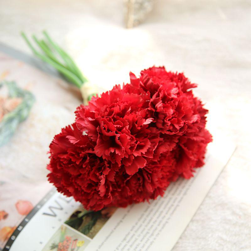 

26cm 6/12/24pcs Carnation Bouquet Room Decoration Red White Pink Imitation Flower Home Wedding Mother s Day Holiday Fake Flowers 6pcs