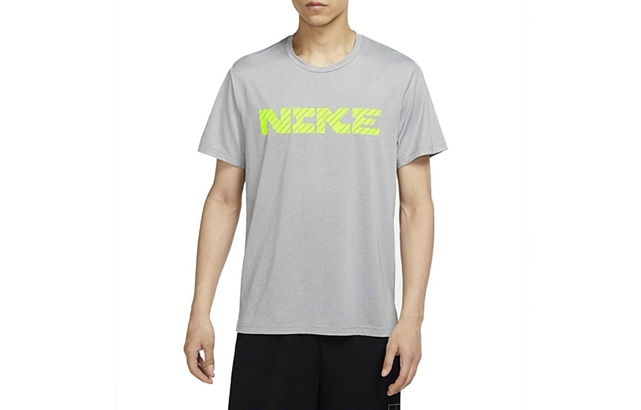 Nike T Shirts Men s Light Gray Crew Neck Moderate Straight Fit DD1751-073 M