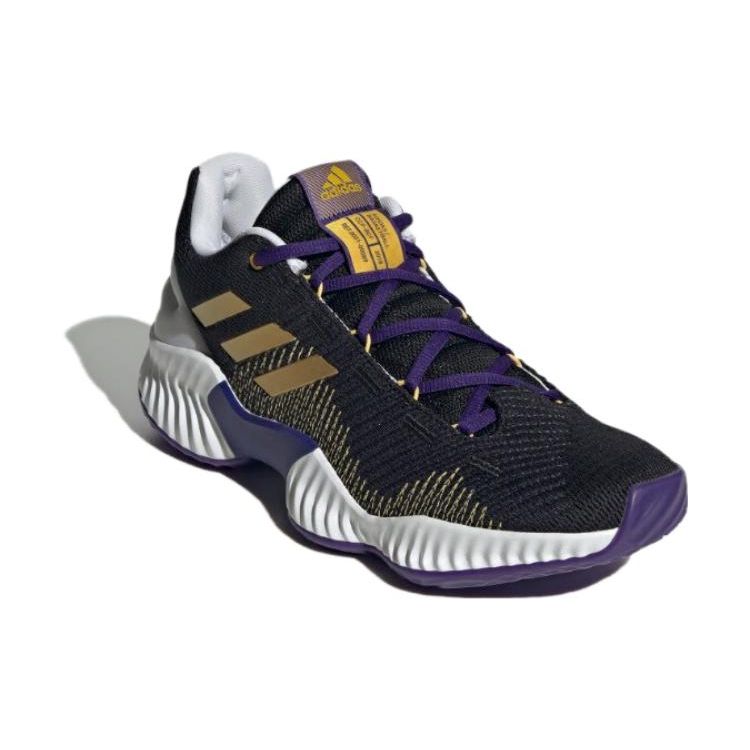 Adidas Pro Bounce 2018 Round Toe Lace-Up Low Top Basketball Shoes Unisex Sneakers Black Gold IG4493