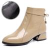 GKTINOO New Ankle Boots Women Pointed Toe Thick Heels Genuine Patent Leather Shoes Short Boots Soft Sole Footwear Plus Size 43