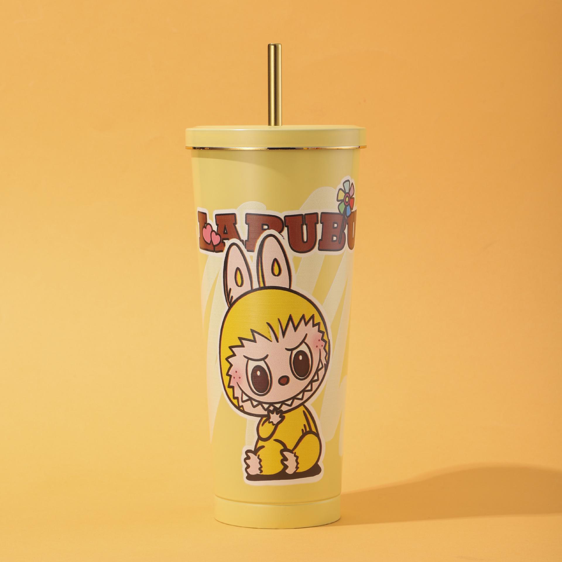 

Cartoon large-capacity straw cup Stainless steel thermos cup Anti-drop and wear-resistant car cup Vacuum outdoor water cup 750ml
