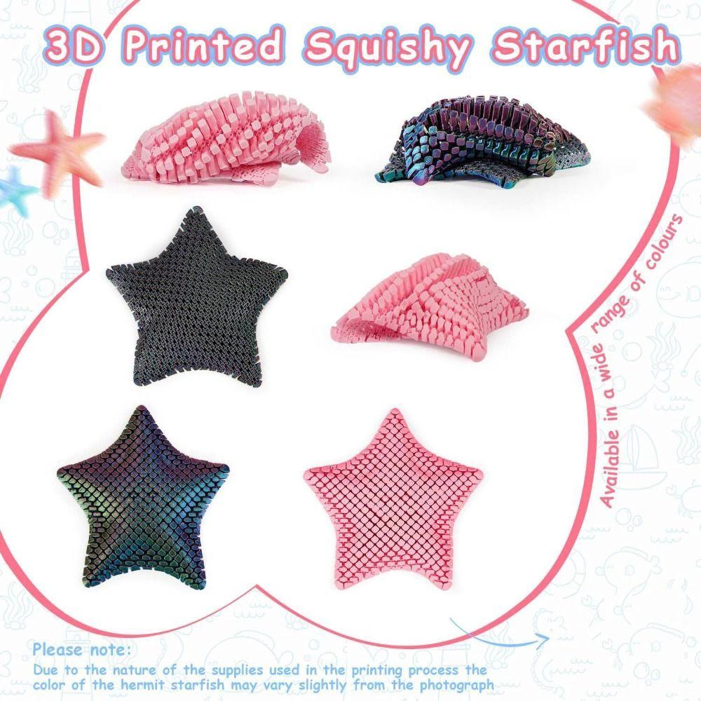 Articulating 3D Printed Starfish Toy Colorful Movable Starfish Toy  Desktop Decoration