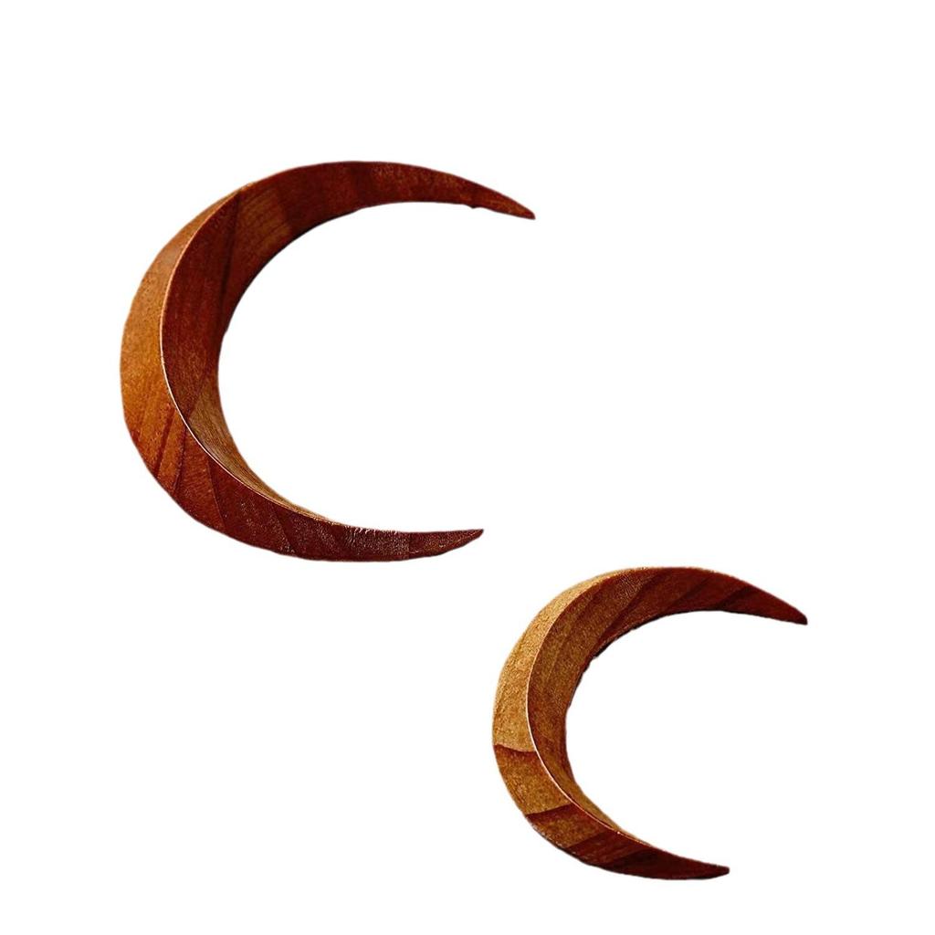 Crescent Moon Rubber Wood Hairpin: Hanfu Headdress, Ancient Style Hair Accessory, Simple Bun Tool.