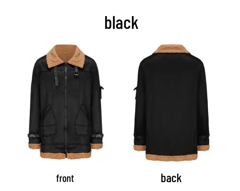 Men's Winter Leather Jacket with Thick Fur Lining - Large Size, Warm Cross-Border Coat
