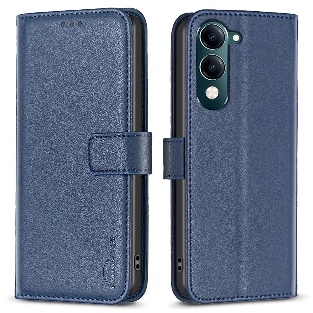 

BINFEN COLOR BF17 For vivo Y29s 5G/Y04 4G Case Wallet Folio Flip Leather Cover Blue