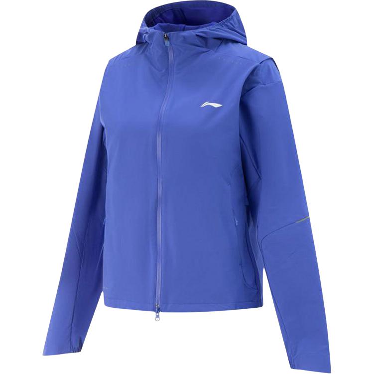 Li Ning Sports Casual Minimalist Solid Color Hooded Jacket Women Jackets Blue AFDV050-3