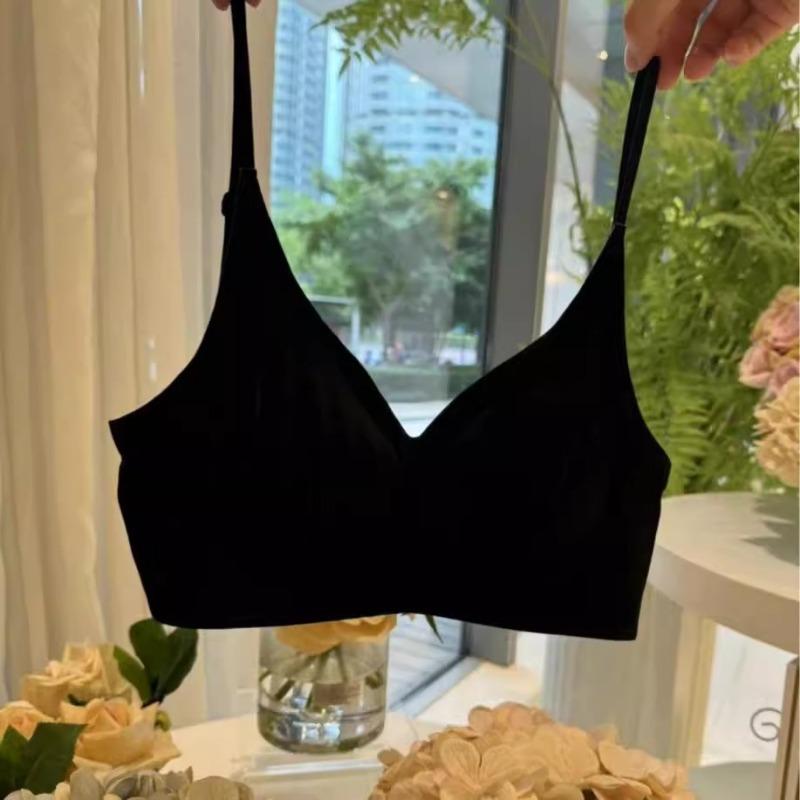 

Women Wirefree Ultra Thin Ice Silk Bralette Seamless Triangle Cup Bra M чёрный