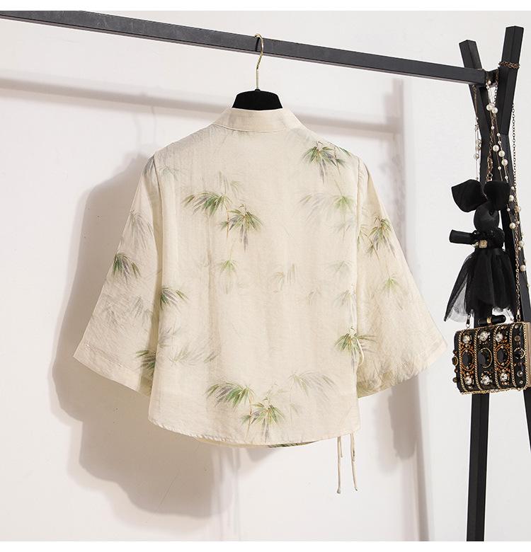 Plus Size Women's Chinese Hanfu Retro Top & Slimming Cheongsam Skirt Suit