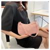Minimalist Corduroy Crossbody Bag for Women, Single Strap Shoulder Tote, Zipper Closure Mini Square Handbag, Soft Casual Daily Purse