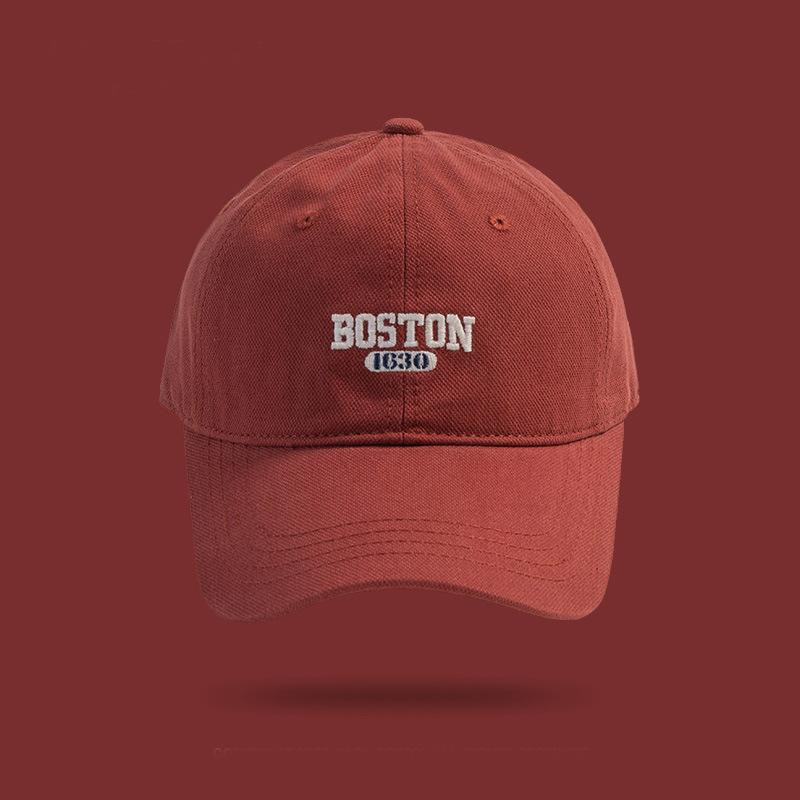 BOSTON Embroidered Baseball Hat for Men and Women, Four Seasons Soft Duck Tongue Hat, Travel, Hiking, Outdoor