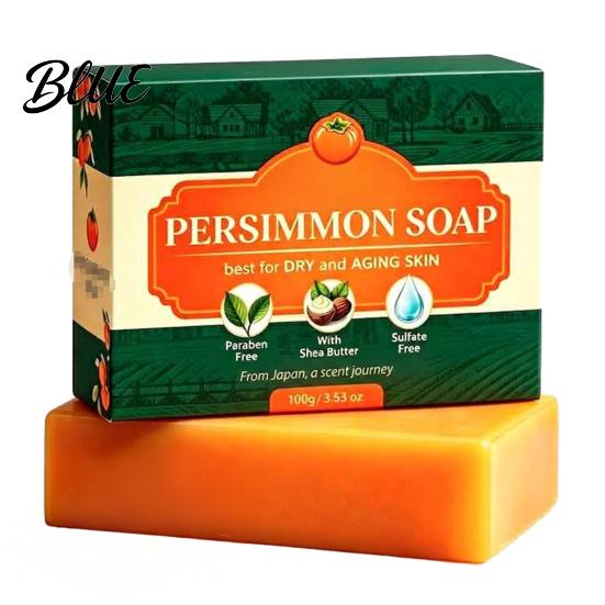 Gentle Cleansing Soap Persimmon Extract Soap Natural Deodorant Bar with Olive Oil & Shea Butter Coconut 100g Body Cleanser for Odor Control
