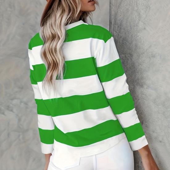 Pulls pour femmes Hauts Blocs de couleur Imprimé rayé Col rond Manches longues Sweat-shirt Blouse décontractée Vêtement quotidien