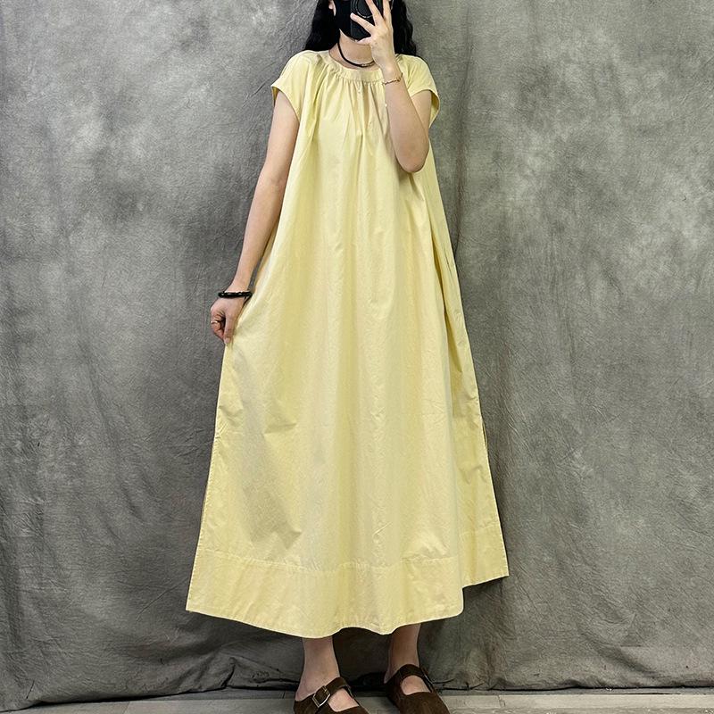 

Elegant French Retro Summer Dress - Plus Size, Loose Fit, Flattering and Stylish XXL светло-желтого