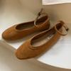 Fashion Ankle Strap Buckle Flat Mary Jane Shoes Women Comfort Shallow Soft Sole Designer Shoes High Quality Faux Suede Loafers