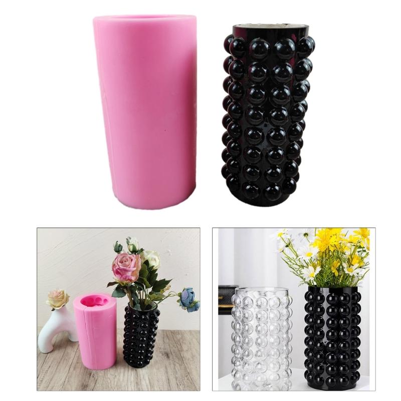 Nonstick Bubble Cylinder Vase Silicone Mold Pen Holder Epoxy Resin Mold Desktop Decoration Mold for DIY Craft Ornament