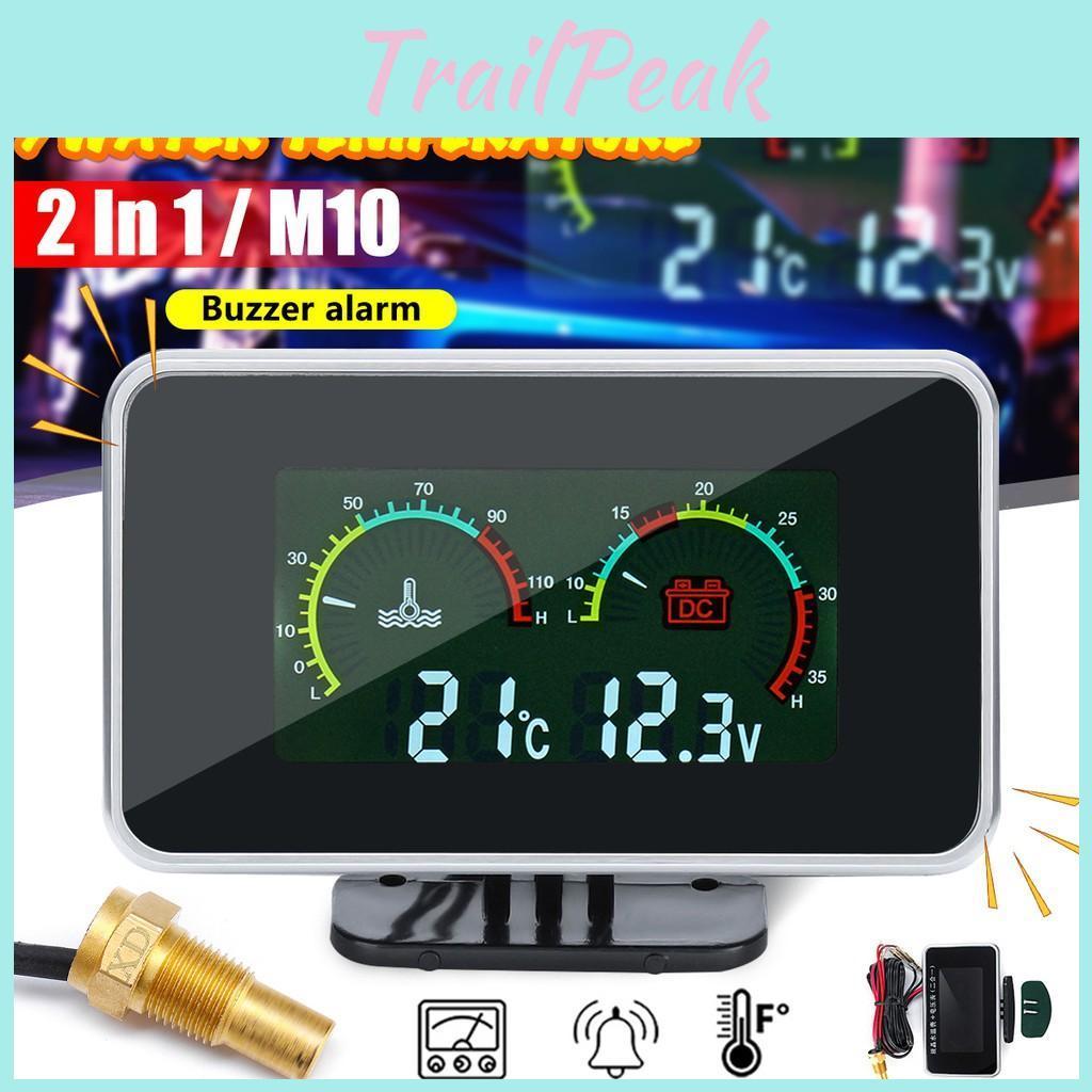 Lcd Gauge Voltage Digital 2in1 Pressurewater Temp Meter W Alarm M10 40 50℃ Dc 12v24v 95x63x32cm