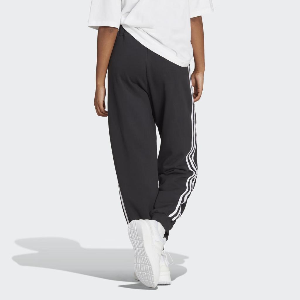 Adidas Three-Stripe Design Cuffed Knit Casual Pants Daily Wear Bottoms Women Black HA4375