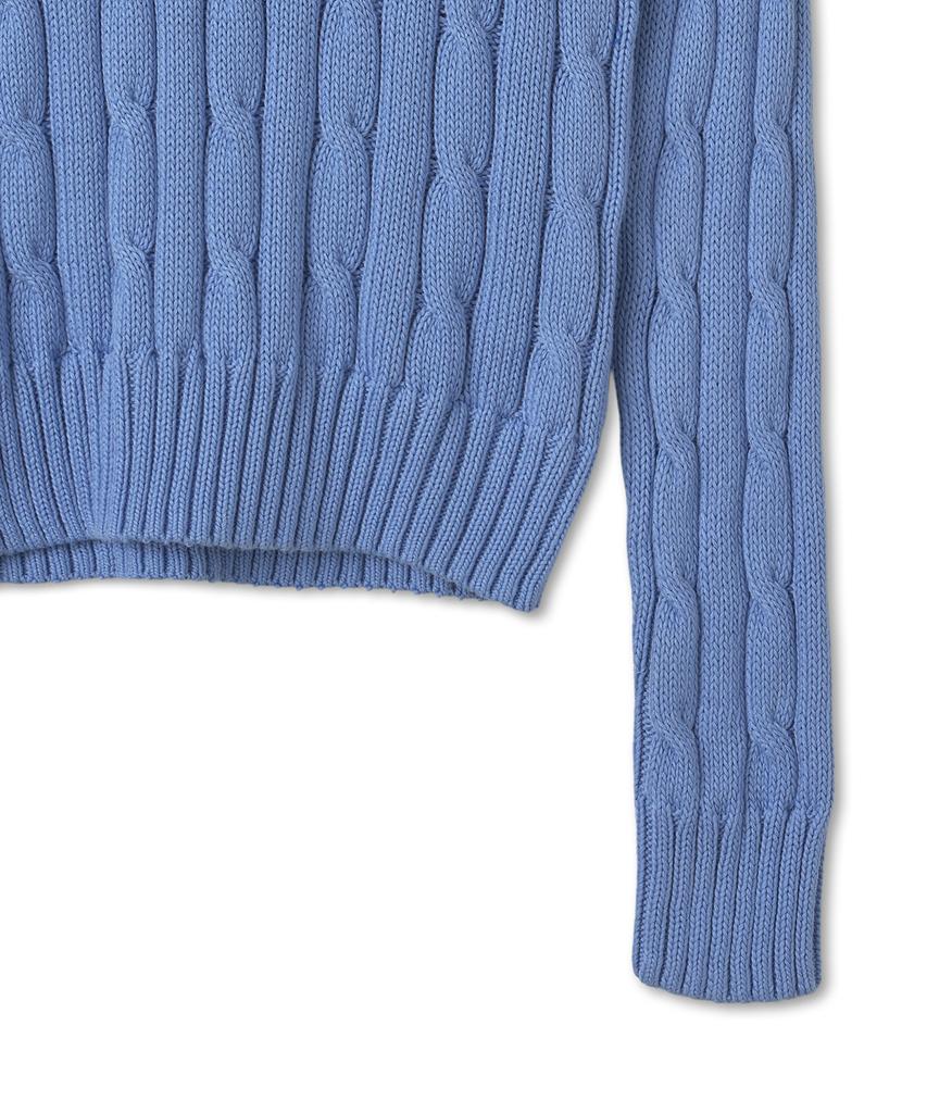 POLO RALPH LAUREN Cable Knit Cotton V-Neck Sweater - Blue