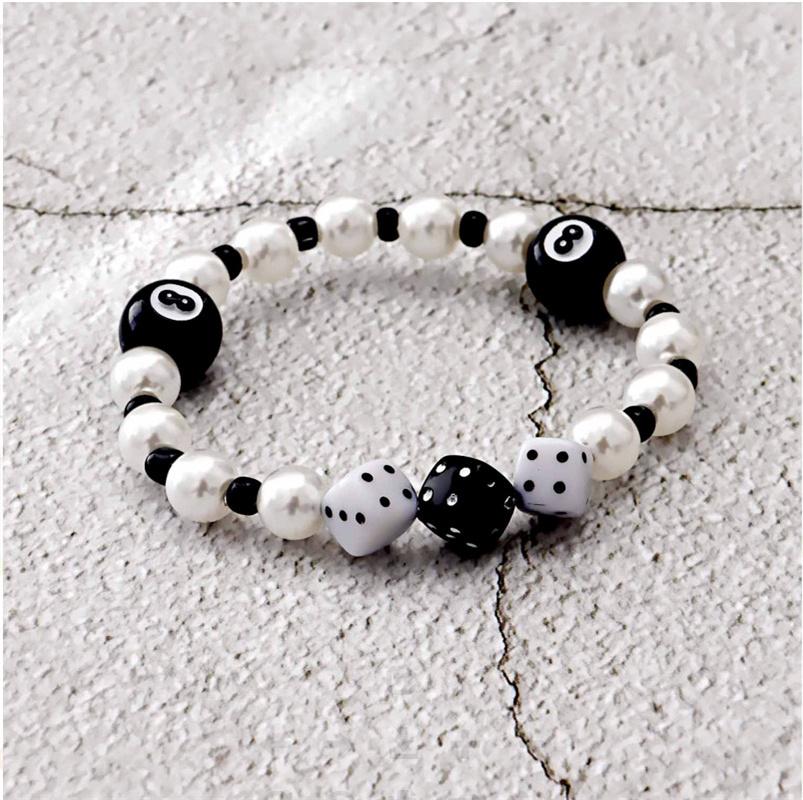 

New Billiard Beaded Black 8 Bracelet Trend Charm Ladies Men CrossLucky Fashion Jewelry Accessories