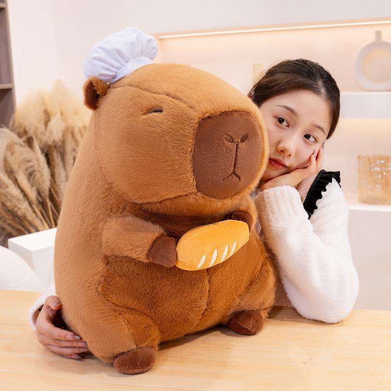 28/35/50cm Cook Capybara Plush Simulation Baker Kapibala Anime Fluffty Toy Cute Bread Doll Stuffed Animals Soft Doll Xmas Gift