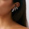 Artistic Layered Cutout No Piercing Earrings Double Tone Choices Lightweight Alloy Design Ear Accessories For Women