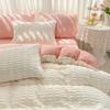 Thickened Warm Candy Color Four-piece Set, Milk Fleece Bed Sheet Quilt Cover Three-piece Set