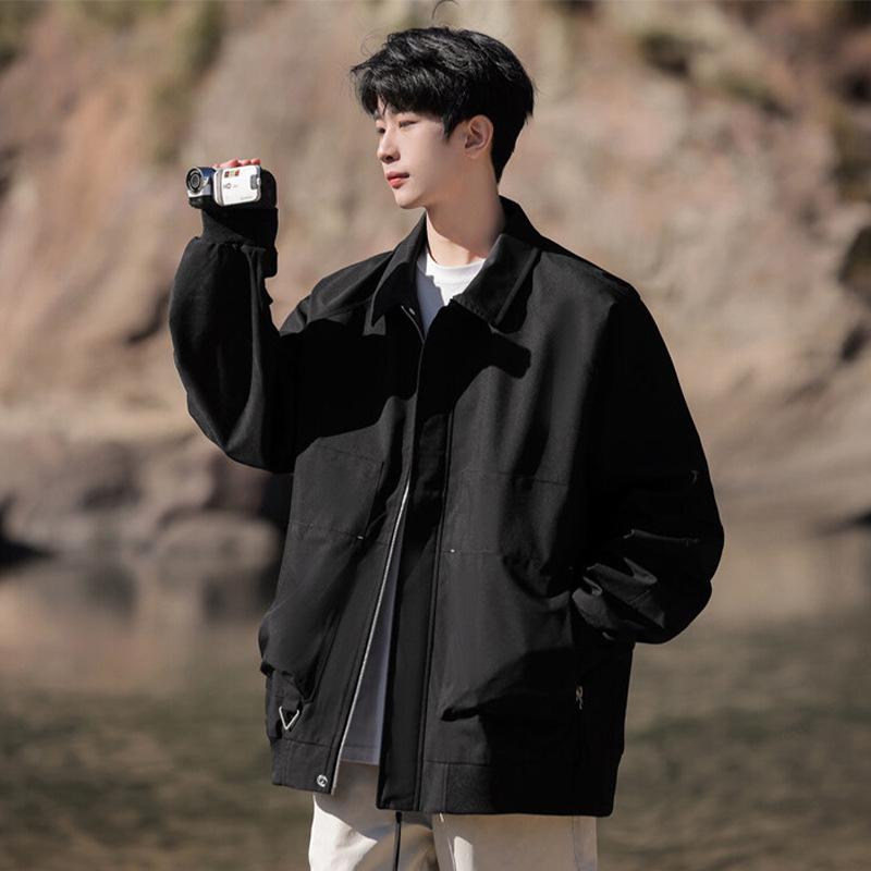 Men's Spring/Autumn Trendy Loose Turn-Down Collar Jacket - Teen Casual Coat with Free Shipping