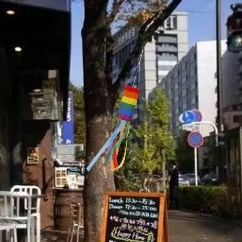 Vibrant Rainbow Wind Direction Flag Durable Polyester Yard Decor Banner