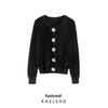 2024 Autumn Women's European & American Style Faux Fur Round Neck Long Sleeve Knit Cardigan 9598194