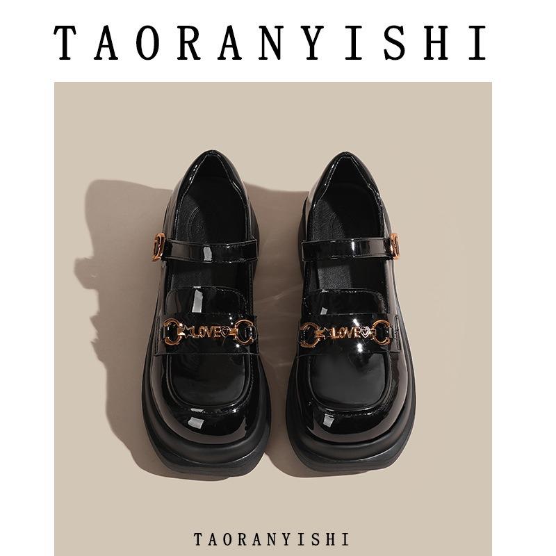 thick-soled black Mary Jane single shoes women's shoes new spring niche loafers small leather shoes