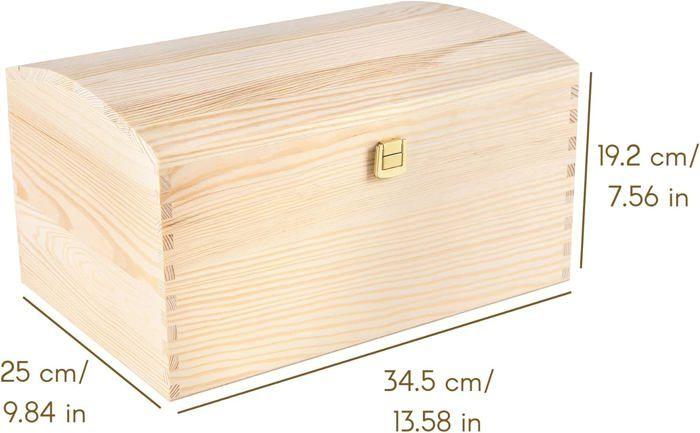 Creative Deco Grande Coffre Boite Rangement Noel En Bois Non Peint | 34,5 X 25 X 19,2 Cm